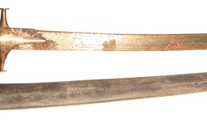 Indian Tulwar straight sword with relic scabbard