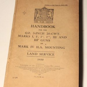 Handbook for 3 inch 20 CWT Gun 1930