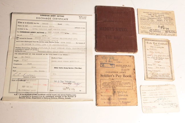 WWII Royal Canadian Army Service Corps medals and document set - Image 2