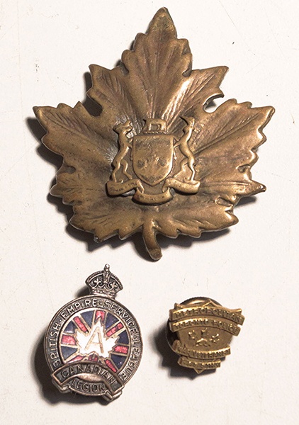 WWII veterans pins and cap badge