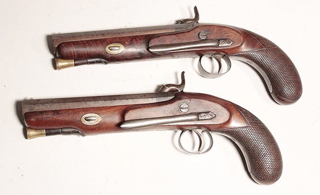 Pair Percussion Pistols Warmingham - Image 2